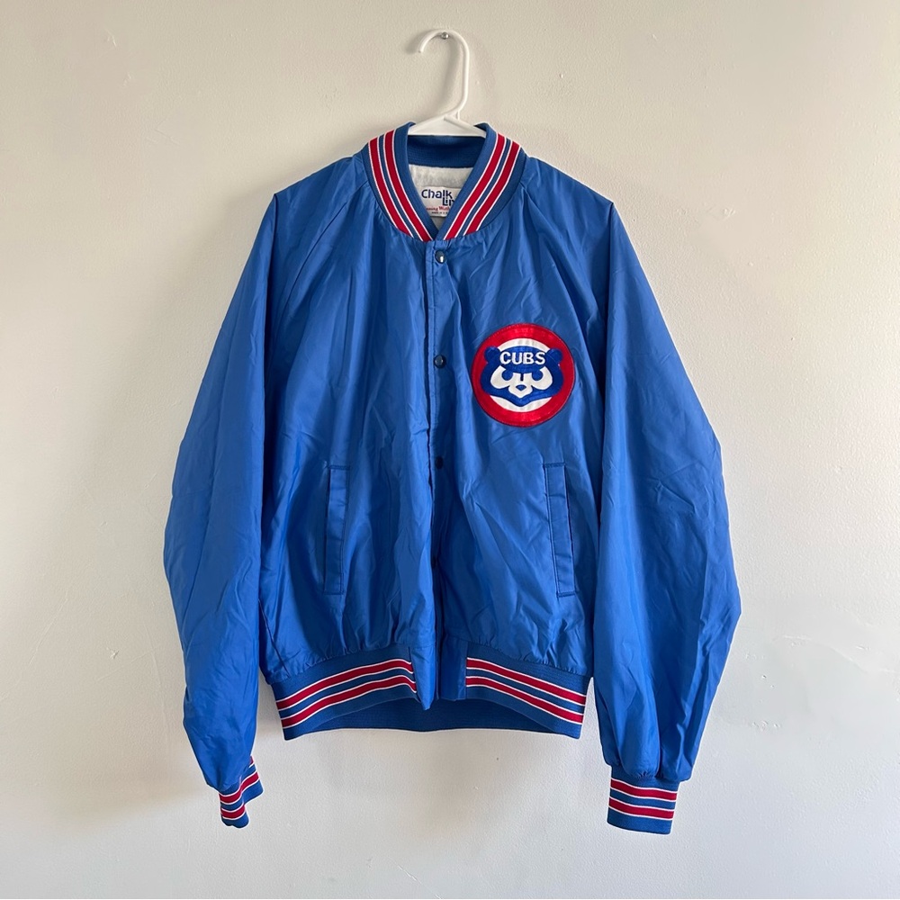 Chicago Cubs Vintage Blue Windbreaker Jacket Chalk Line